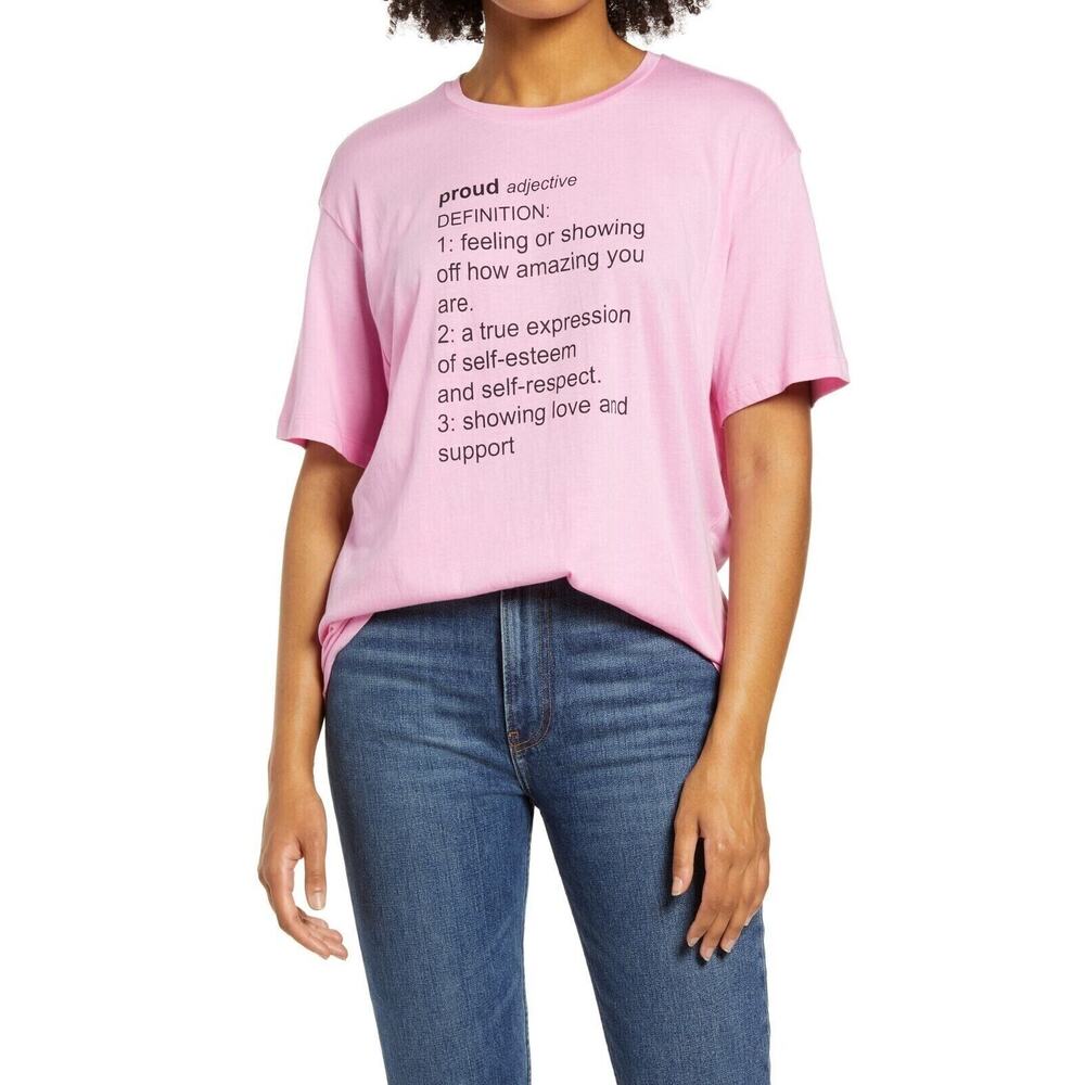 BP. Gender Inclusive Short Sleeve Crew Neck Tee Be Proud In Pink Small MSRP $35